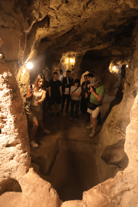 Cistern pit inside Derinkuyu Underground City on the bookable Cappadocia Green Tour from The Owl Cave Hotel