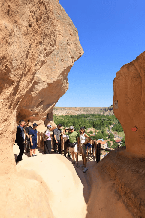 Selime Monastery rock-cut viewpoint over the valley on the bookable Cappadocia Green Tour, Göreme, Cappadocia